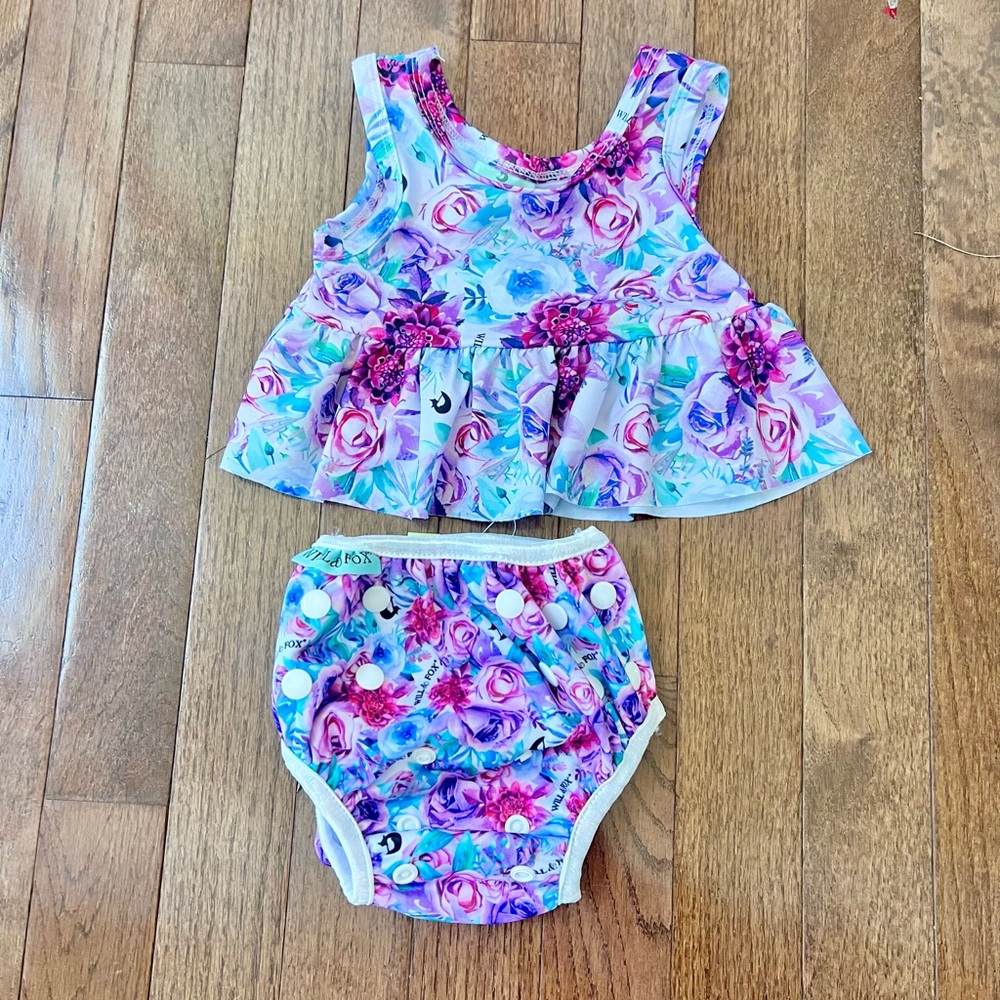 🆕 Baby Girls Floral Swim Set - swim diaper + swim top
